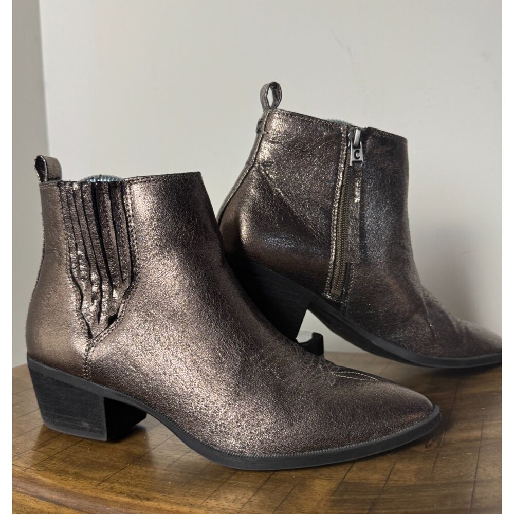 Circus by Sam Edelman Metallic Bronze Chelsea Western Ankle Booties Womens 7
